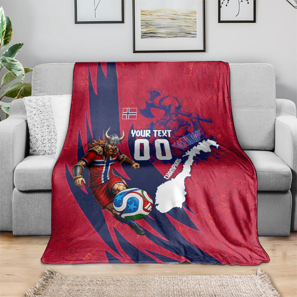 Personalized Norway Soccer Viking Champions Blanket Football Norse Warrior Map Nordic Cross