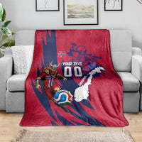 Personalized Norway Soccer Viking Champions Blanket Football Norse Warrior Map Nordic Cross