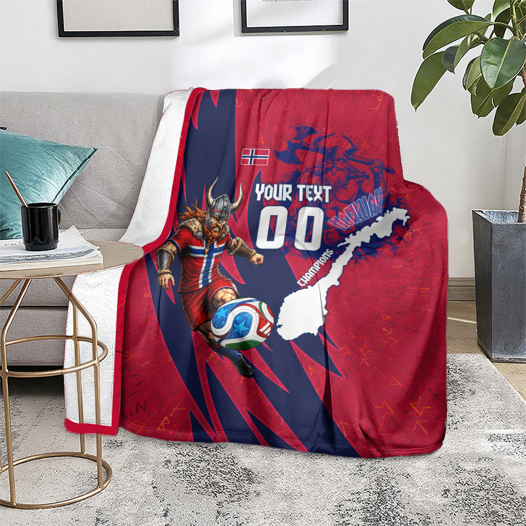 Personalized Norway Soccer Viking Champions Blanket Football Norse Warrior Map Nordic Cross