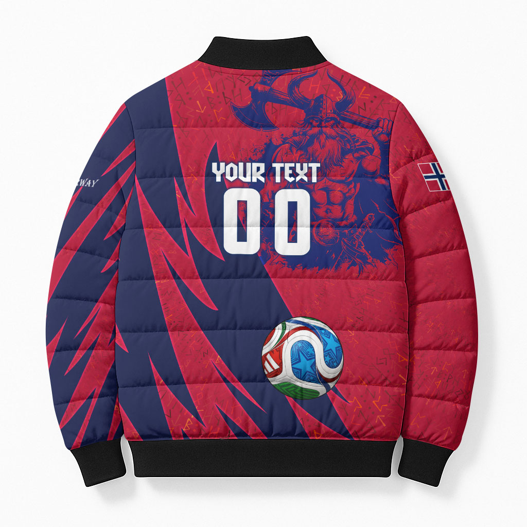 Personalized Norway Soccer Viking Champions Bomber Puffer Jacket Football Norse Warrior Map Nordic Cross