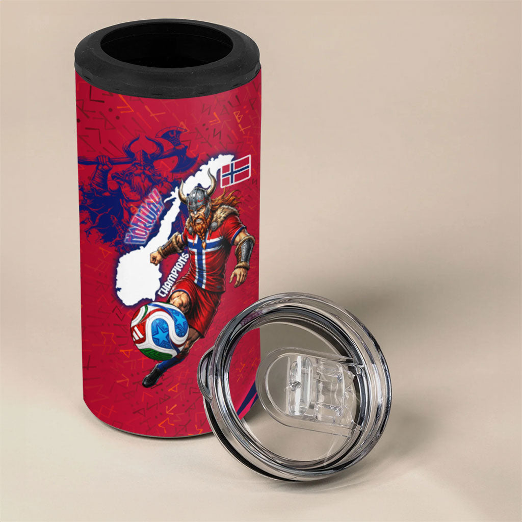Personalized Norway Soccer Viking Champions 4 in 1 Can Cooler Tumbler Football Norse Warrior Map Nordic Cross