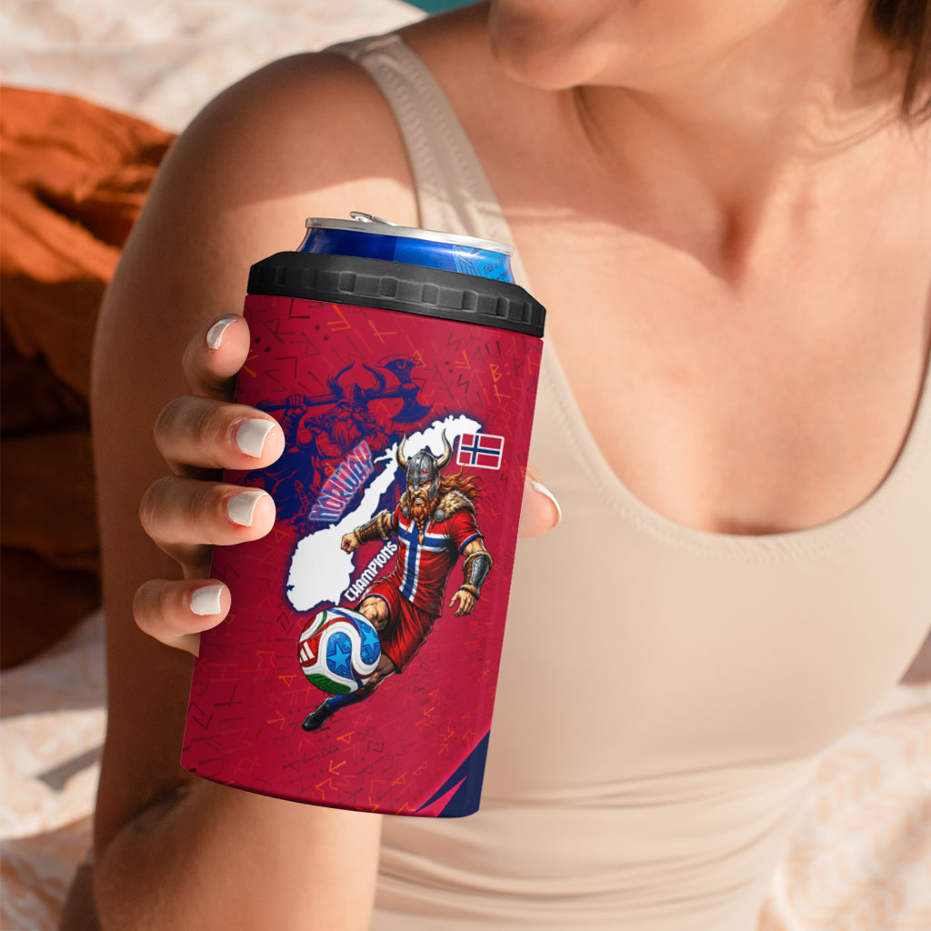 Personalized Norway Soccer Viking Champions 4 in 1 Can Cooler Tumbler Football Norse Warrior Map Nordic Cross