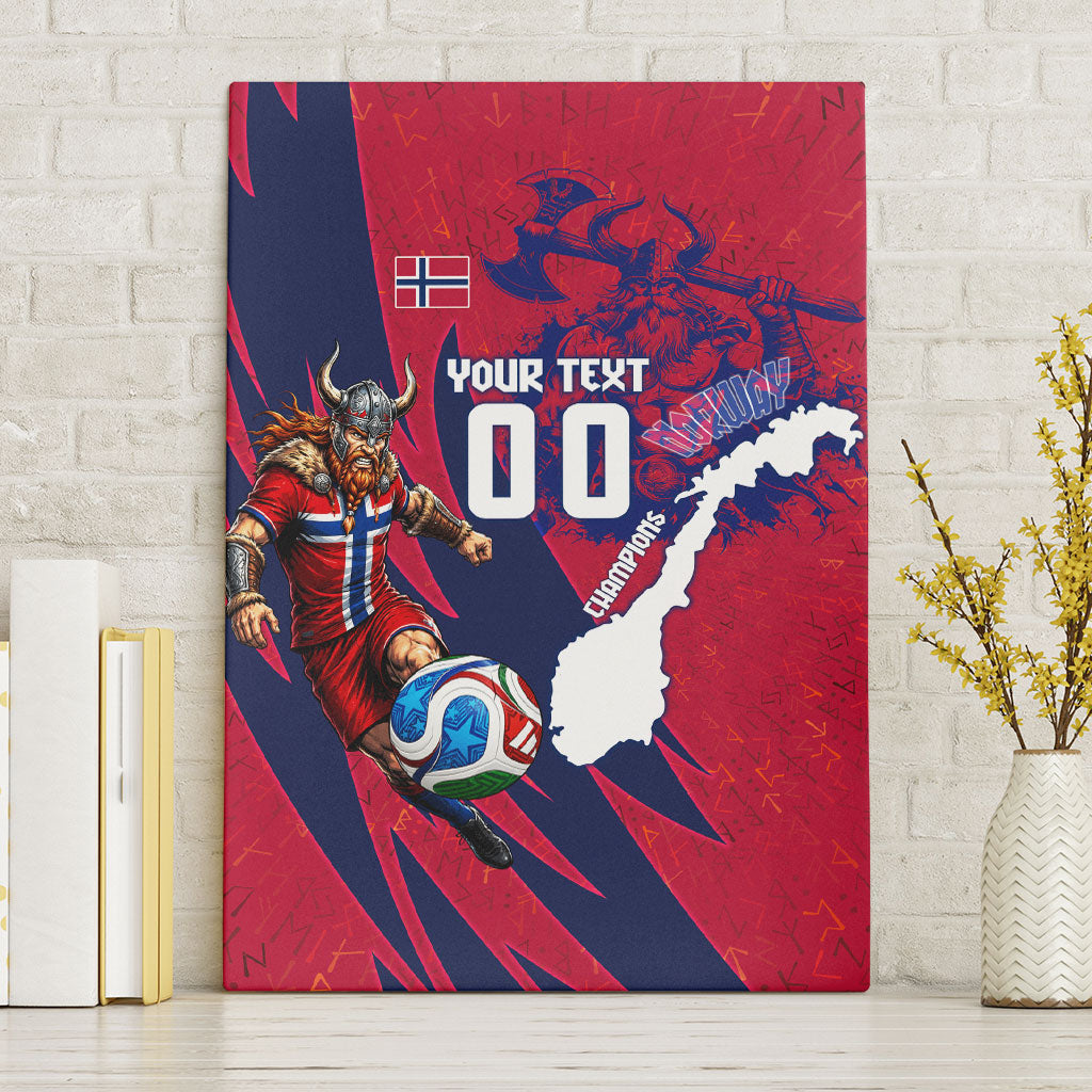 Personalized Norway Soccer Viking Champions Canvas Wall Art Football Norse Warrior Map Nordic Cross