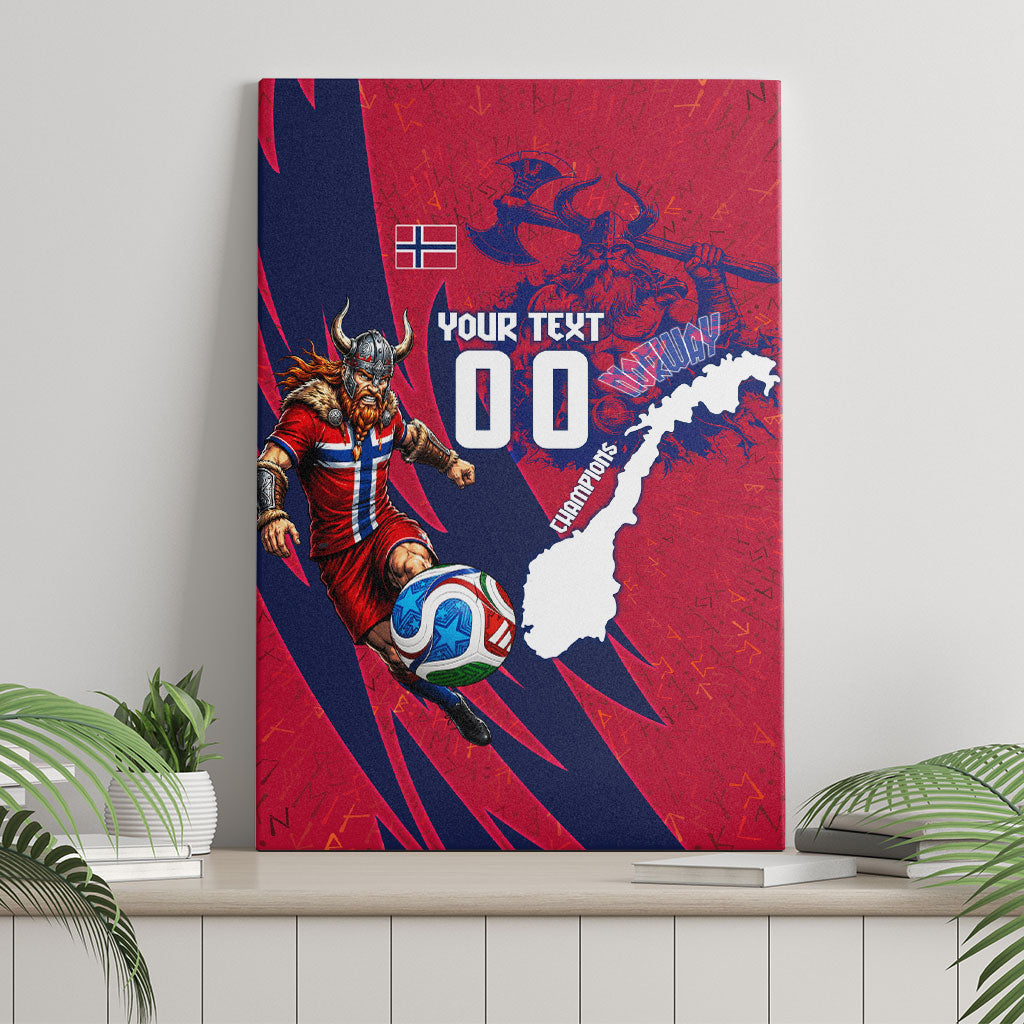 Personalized Norway Soccer Viking Champions Canvas Wall Art Football Norse Warrior Map Nordic Cross