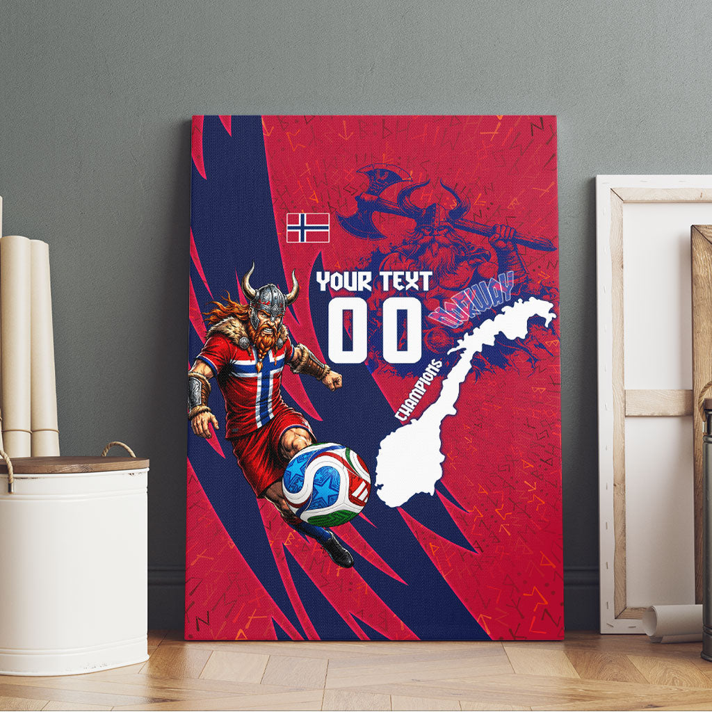 Personalized Norway Soccer Viking Champions Canvas Wall Art Football Norse Warrior Map Nordic Cross