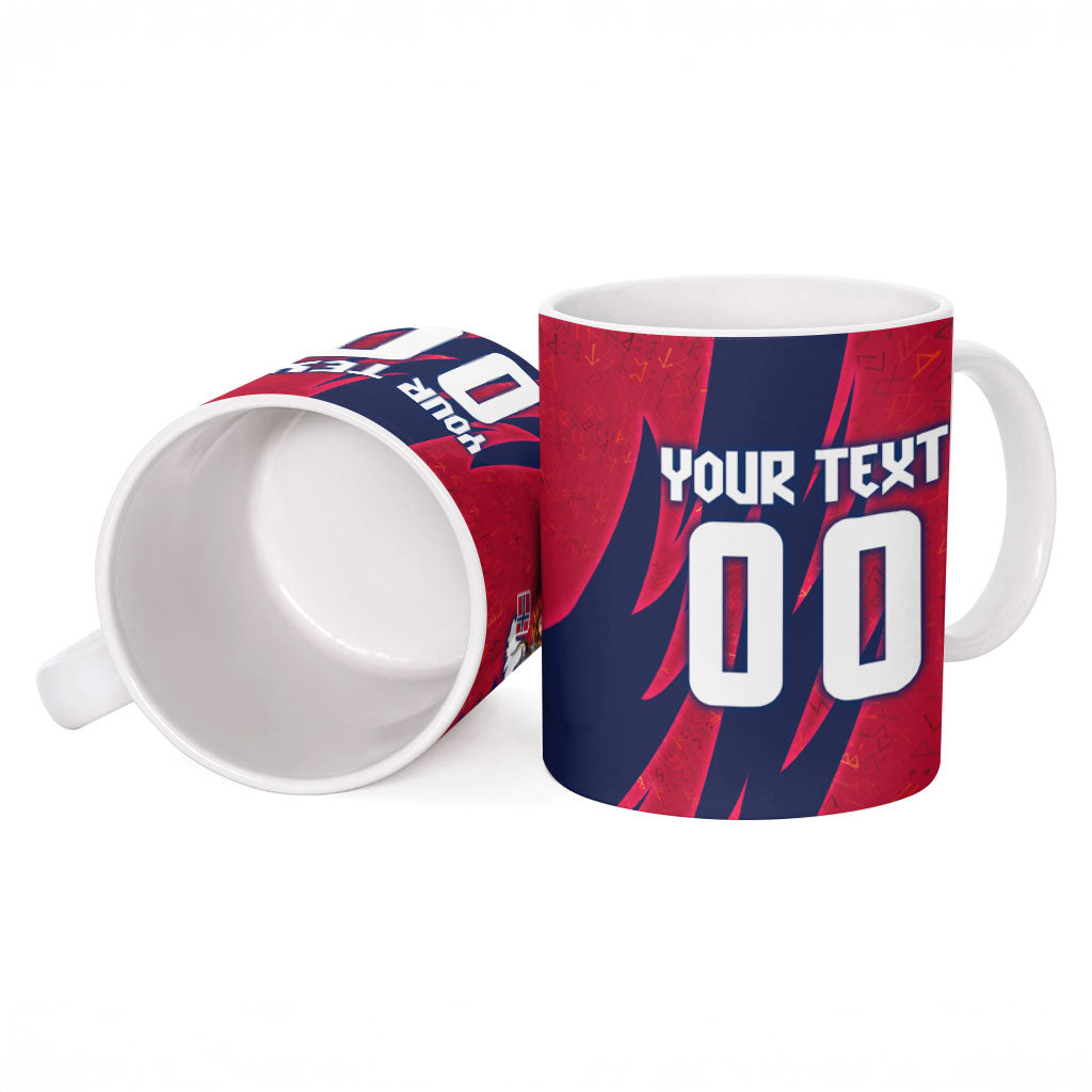 Personalized Norway Soccer Viking Champions Ceramic Mug Football Norse Warrior Map Nordic Cross