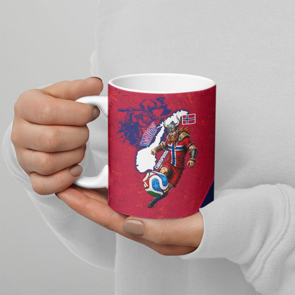 Personalized Norway Soccer Viking Champions Ceramic Mug Football Norse Warrior Map Nordic Cross
