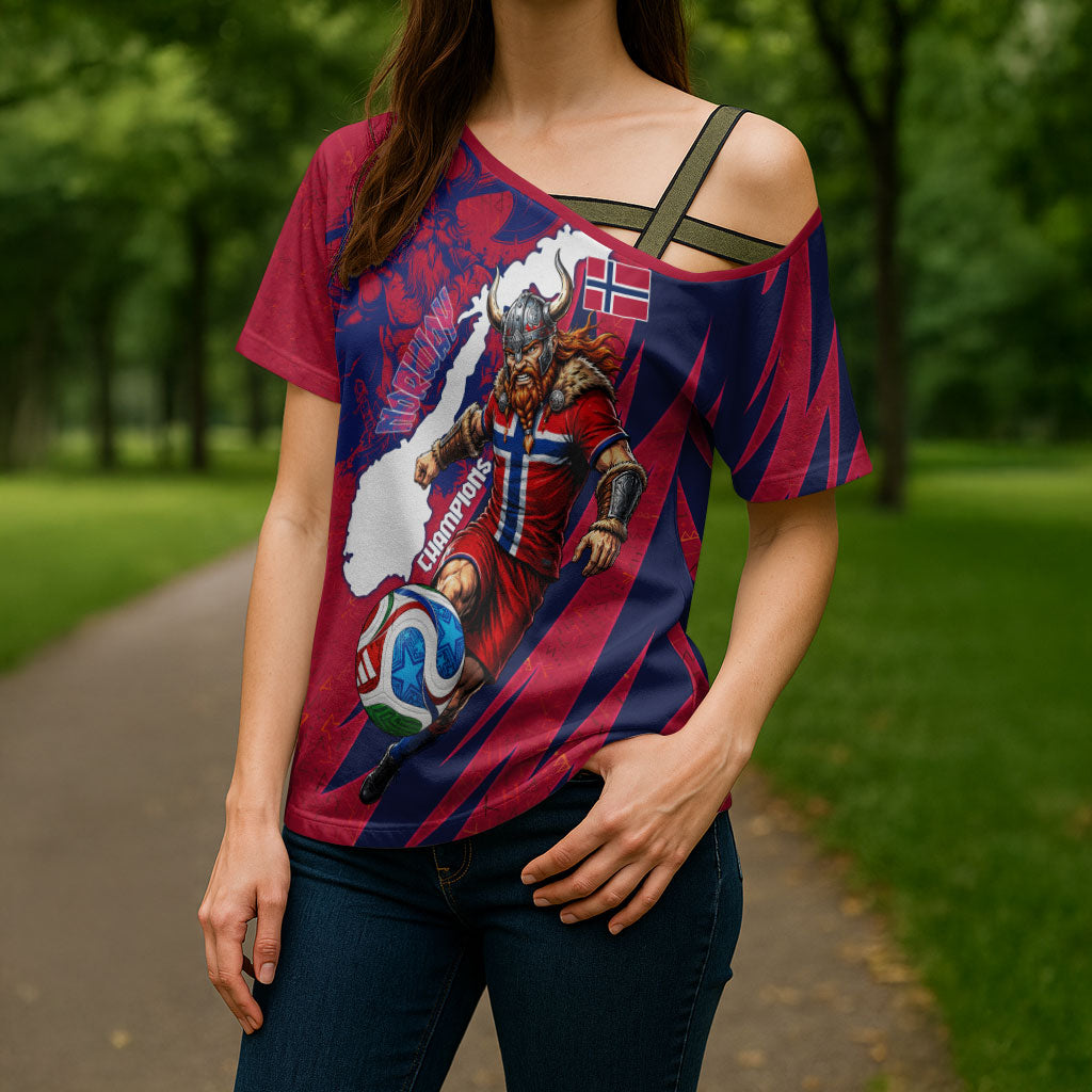 Personalized Norway Soccer Viking Champions Cross Shoulder Shirt Football Norse Warrior Map Nordic Cross