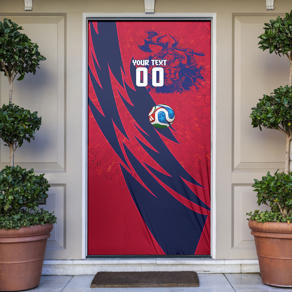 Personalized Norway Soccer Viking Champions Door Cover Football Norse Warrior Map Nordic Cross