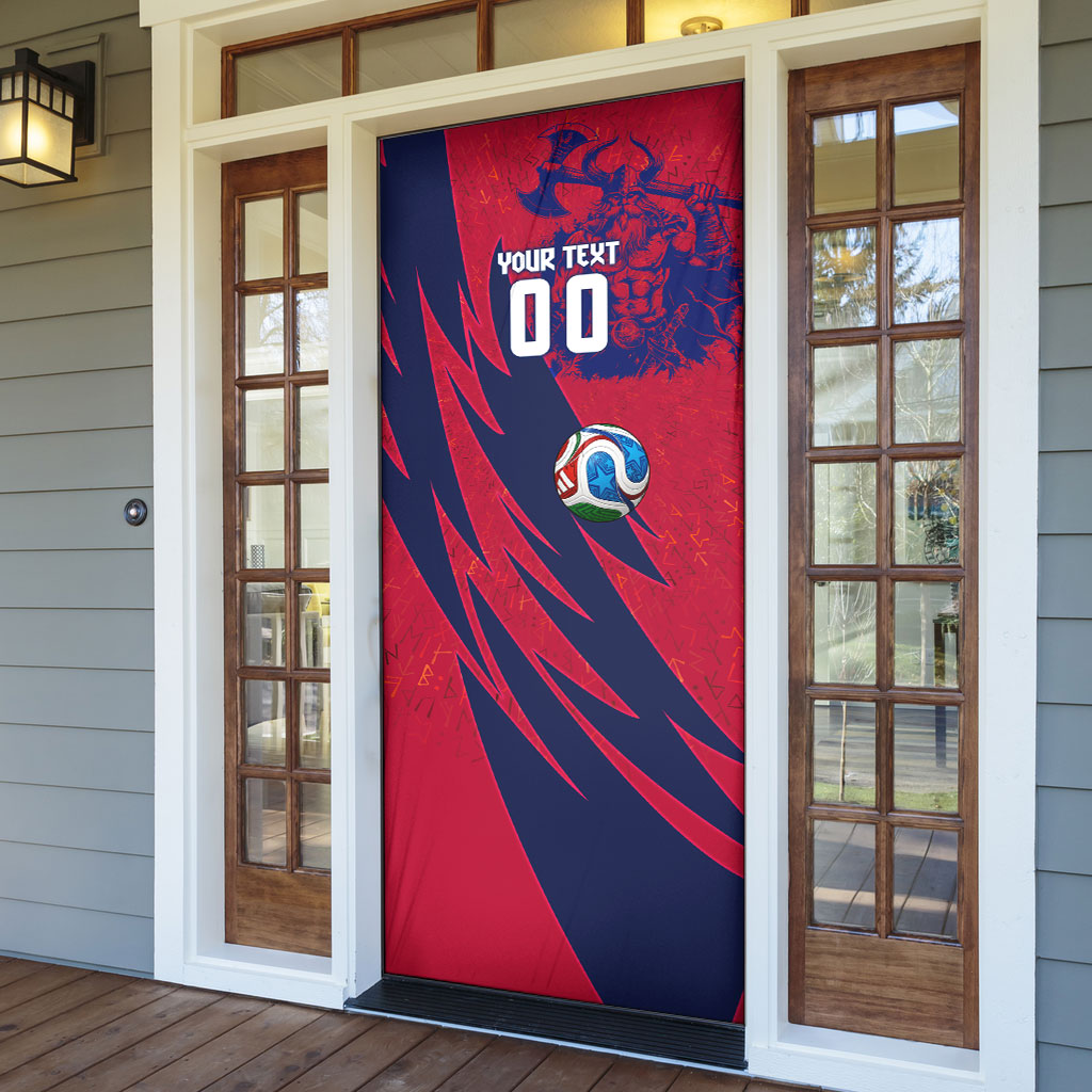 Personalized Norway Soccer Viking Champions Door Cover Football Norse Warrior Map Nordic Cross