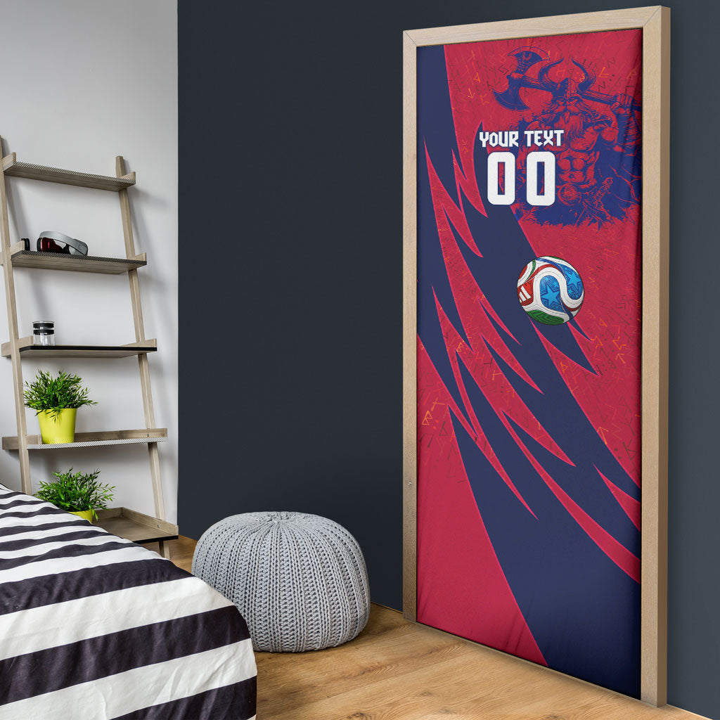 Personalized Norway Soccer Viking Champions Door Cover Football Norse Warrior Map Nordic Cross