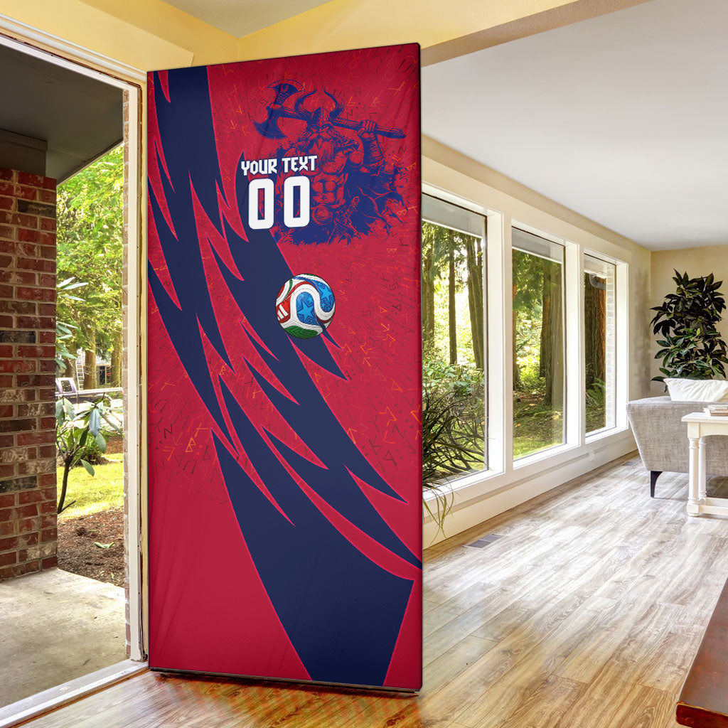 Personalized Norway Soccer Viking Champions Door Cover Football Norse Warrior Map Nordic Cross