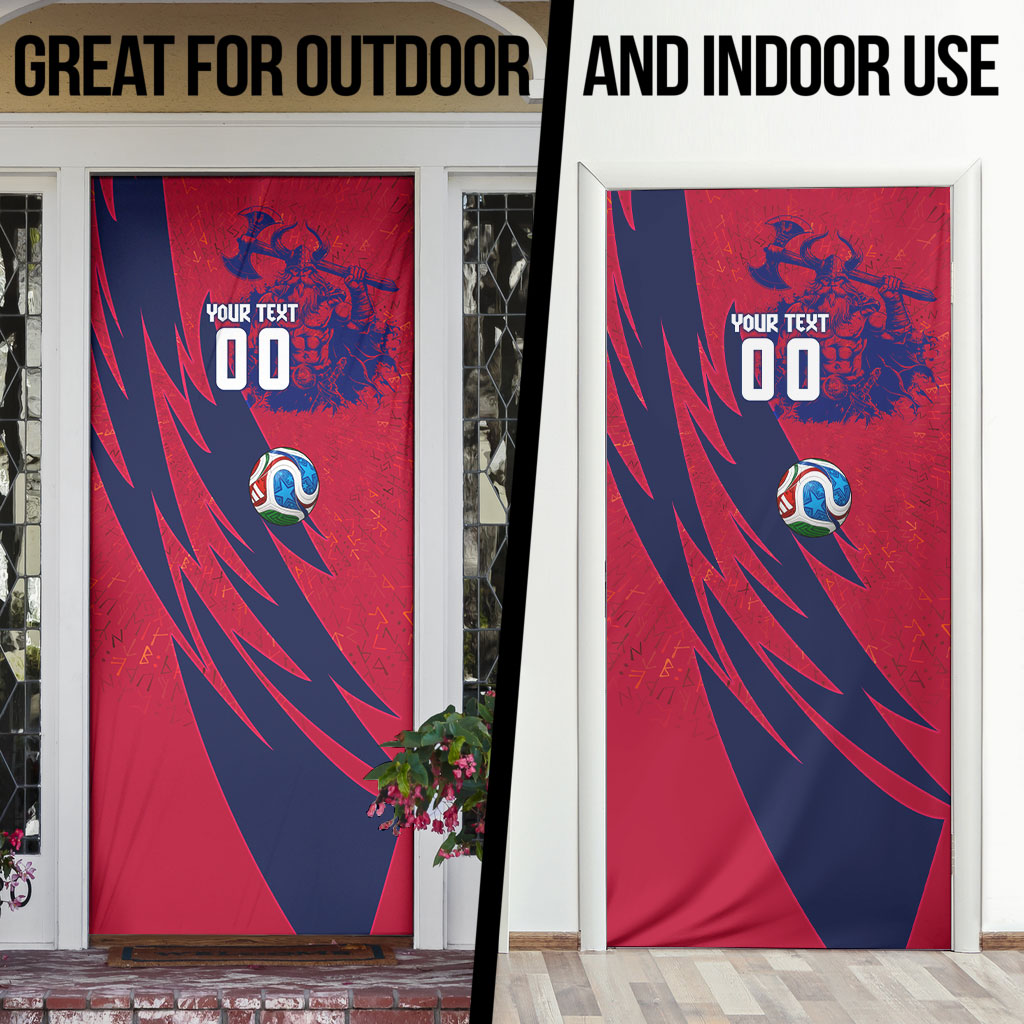 Personalized Norway Soccer Viking Champions Door Cover Football Norse Warrior Map Nordic Cross