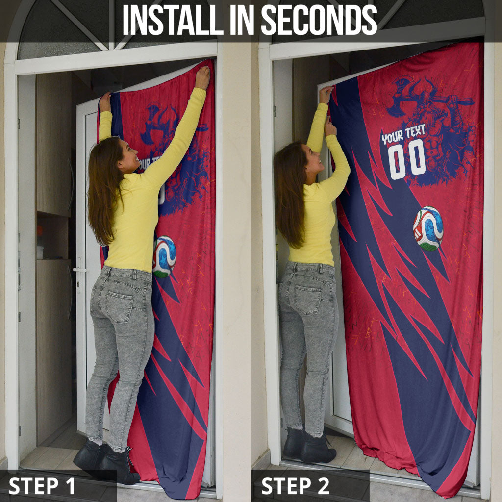 Personalized Norway Soccer Viking Champions Door Cover Football Norse Warrior Map Nordic Cross