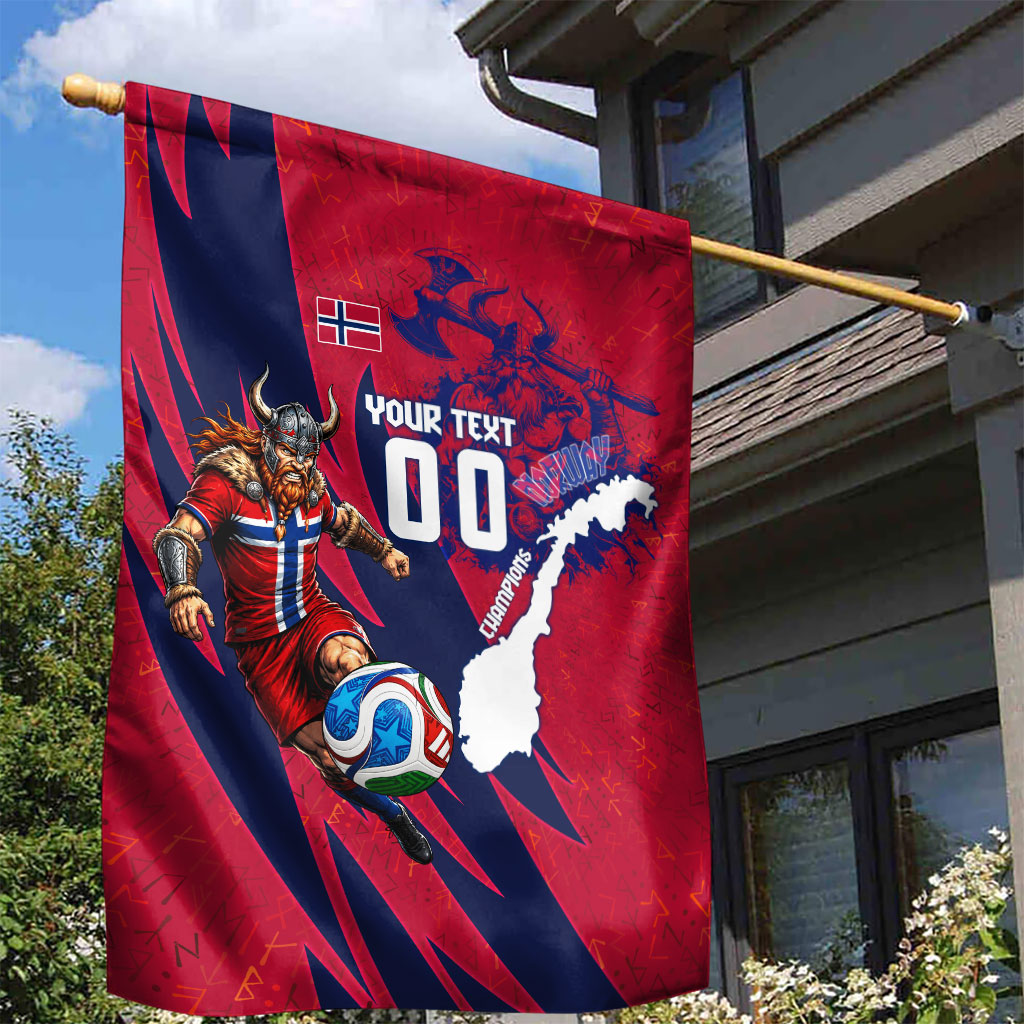 Personalized Norway Soccer Viking Champions Garden Flag Football Norse Warrior Map Nordic Cross