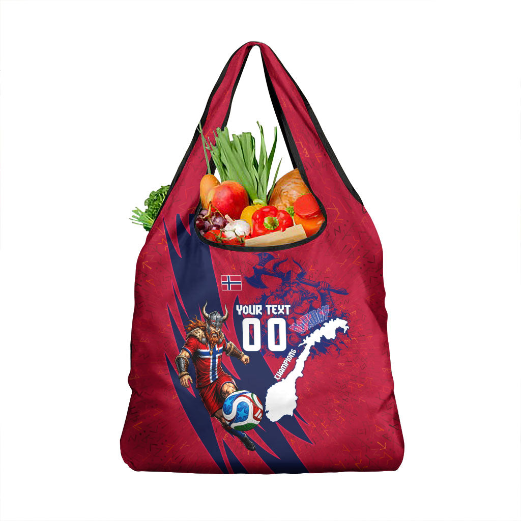 Personalized Norway Soccer Viking Champions Grocery Bag Football Norse Warrior Map Nordic Cross