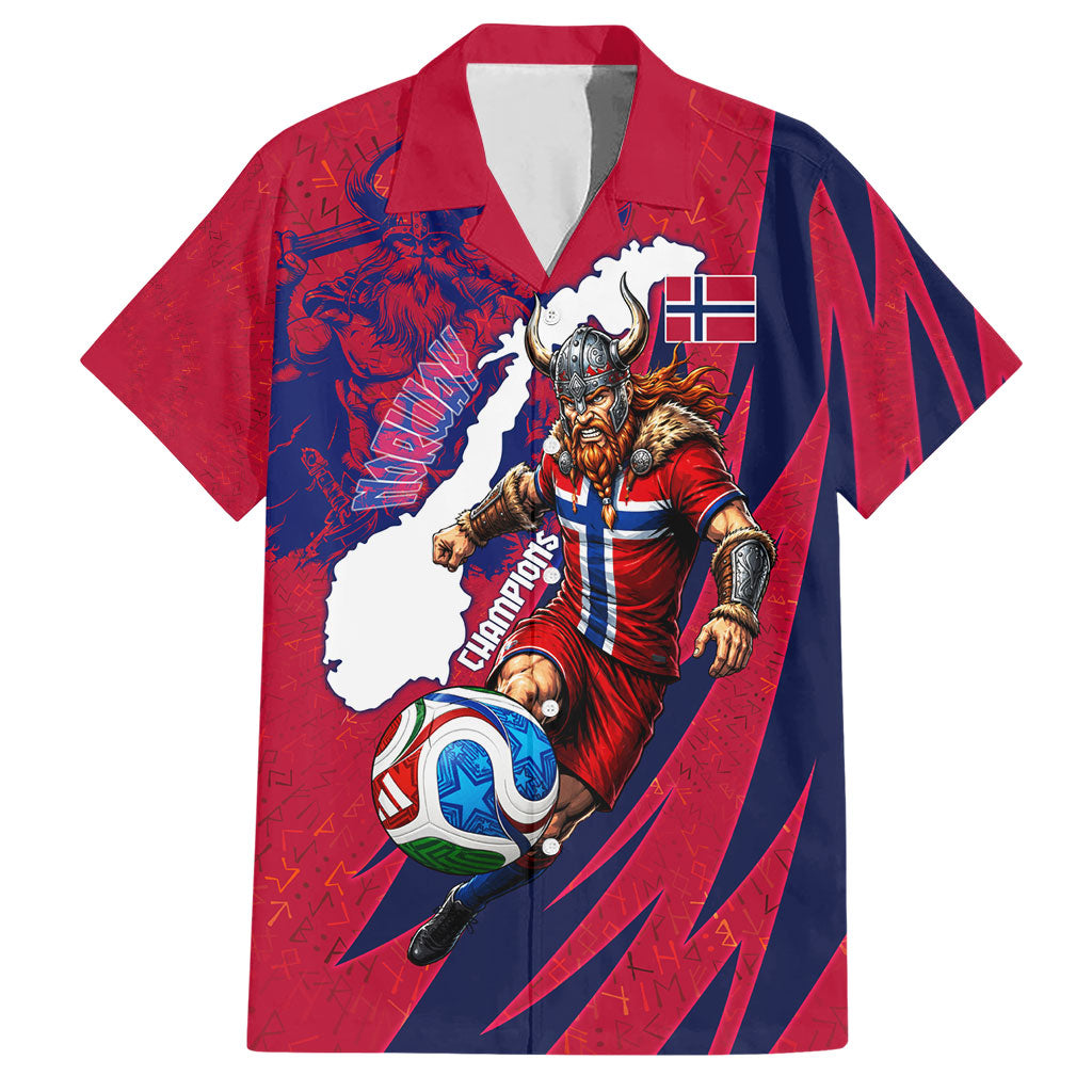 Personalized Norway Soccer Viking Champions Hawaiian Shirt Football Norse Warrior Map Nordic Cross
