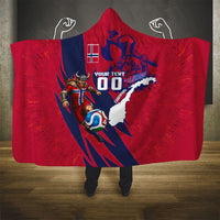 Personalized Norway Soccer Viking Champions Hooded Blanket Football Norse Warrior Map Nordic Cross