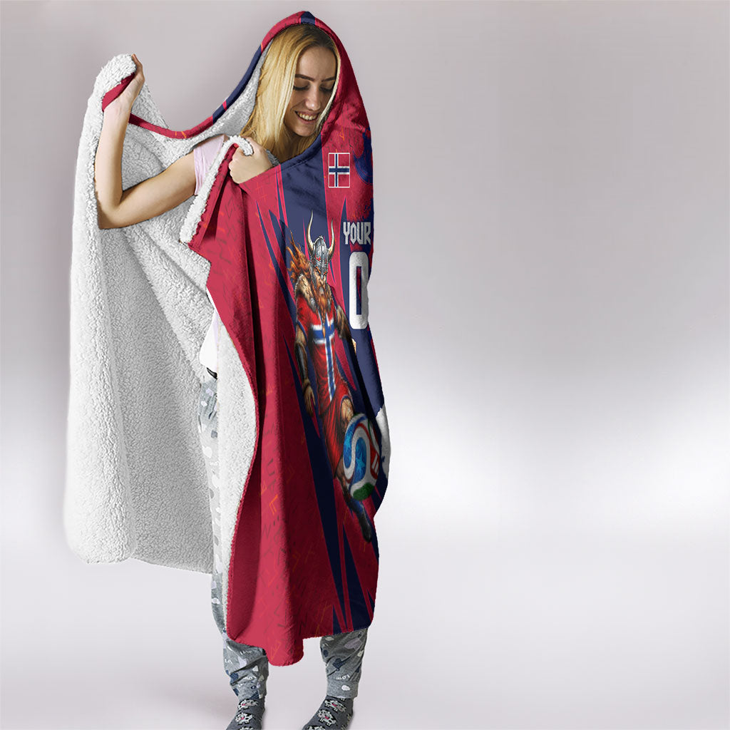 Personalized Norway Soccer Viking Champions Hooded Blanket Football Norse Warrior Map Nordic Cross