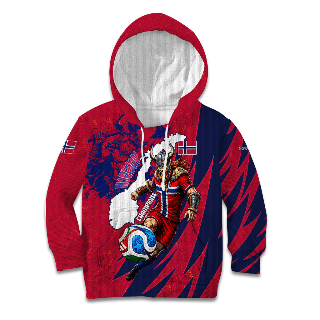 Personalized Norway Soccer Viking Champions Kid Hoodie Football Norse Warrior Map Nordic Cross
