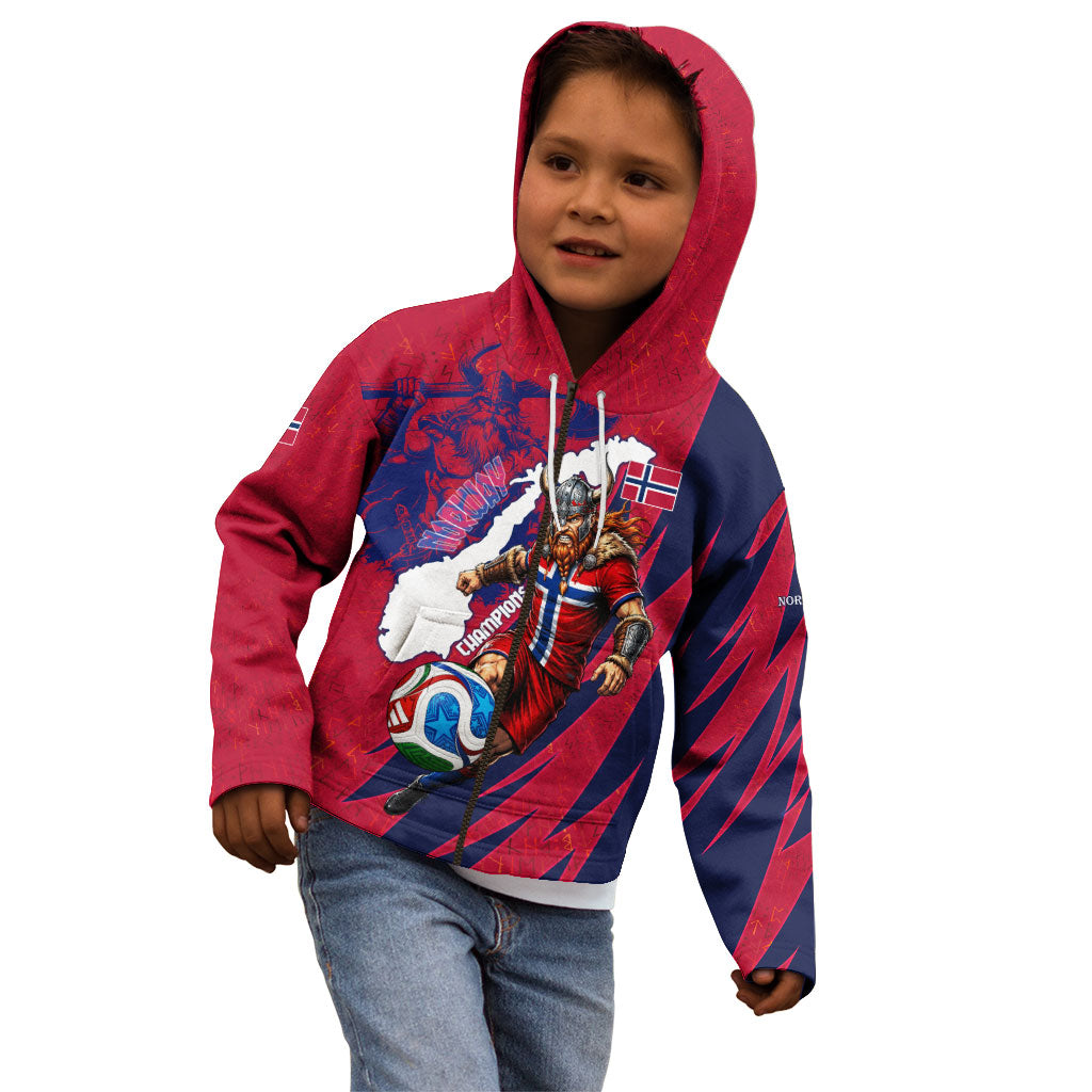 Personalized Norway Soccer Viking Champions Kid Hoodie Football Norse Warrior Map Nordic Cross