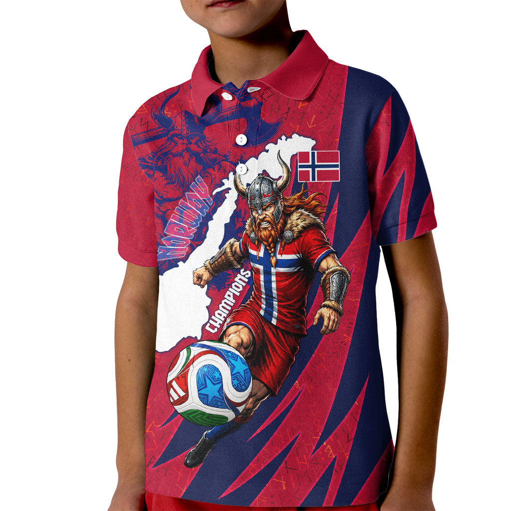 Personalized Norway Soccer Viking Champions Kid Polo Shirt Football Norse Warrior Map Nordic Cross