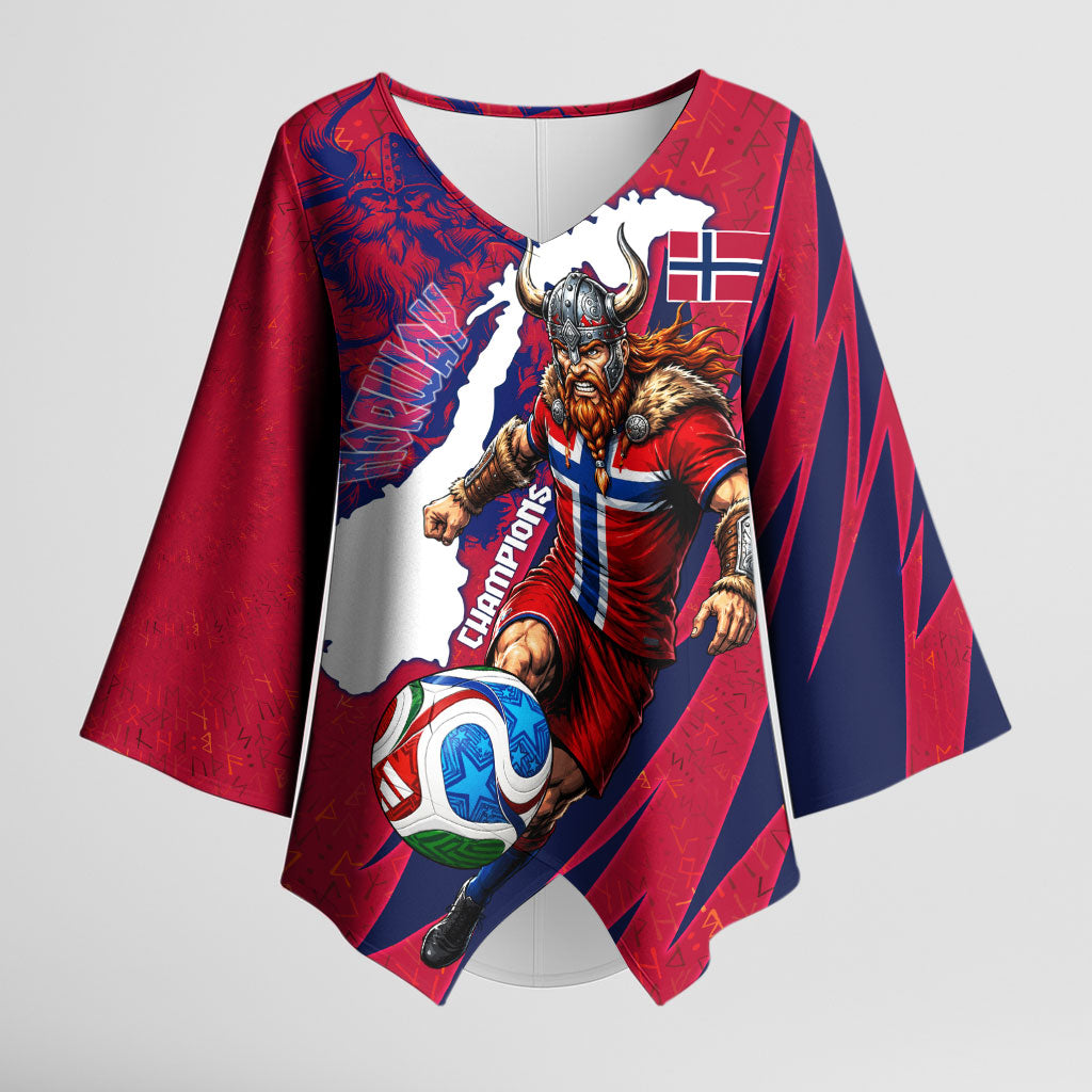 Personalized Norway Soccer Viking Champions Kimono Sleeve Blouse Football Norse Warrior Map Nordic Cross