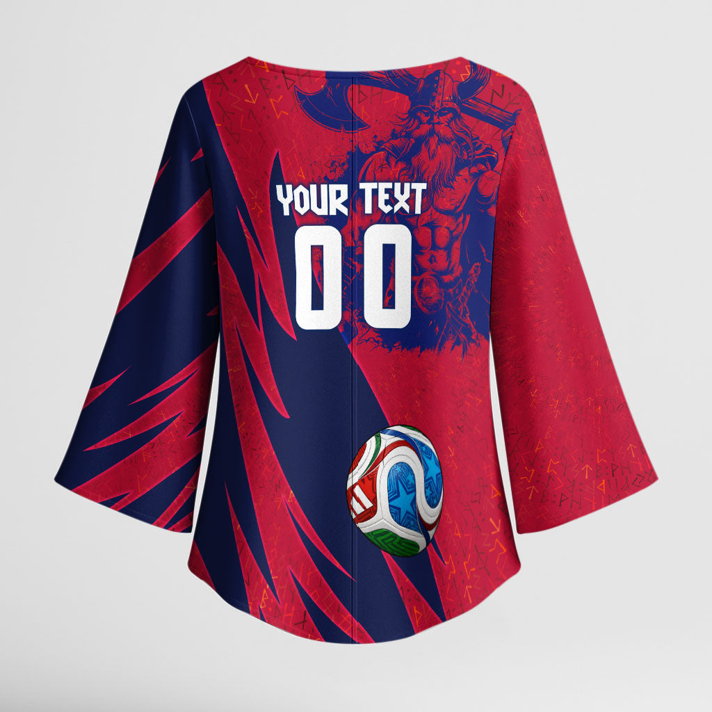 Personalized Norway Soccer Viking Champions Kimono Sleeve Blouse Football Norse Warrior Map Nordic Cross