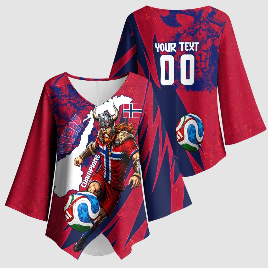 Personalized Norway Soccer Viking Champions Kimono Sleeve Blouse Football Norse Warrior Map Nordic Cross