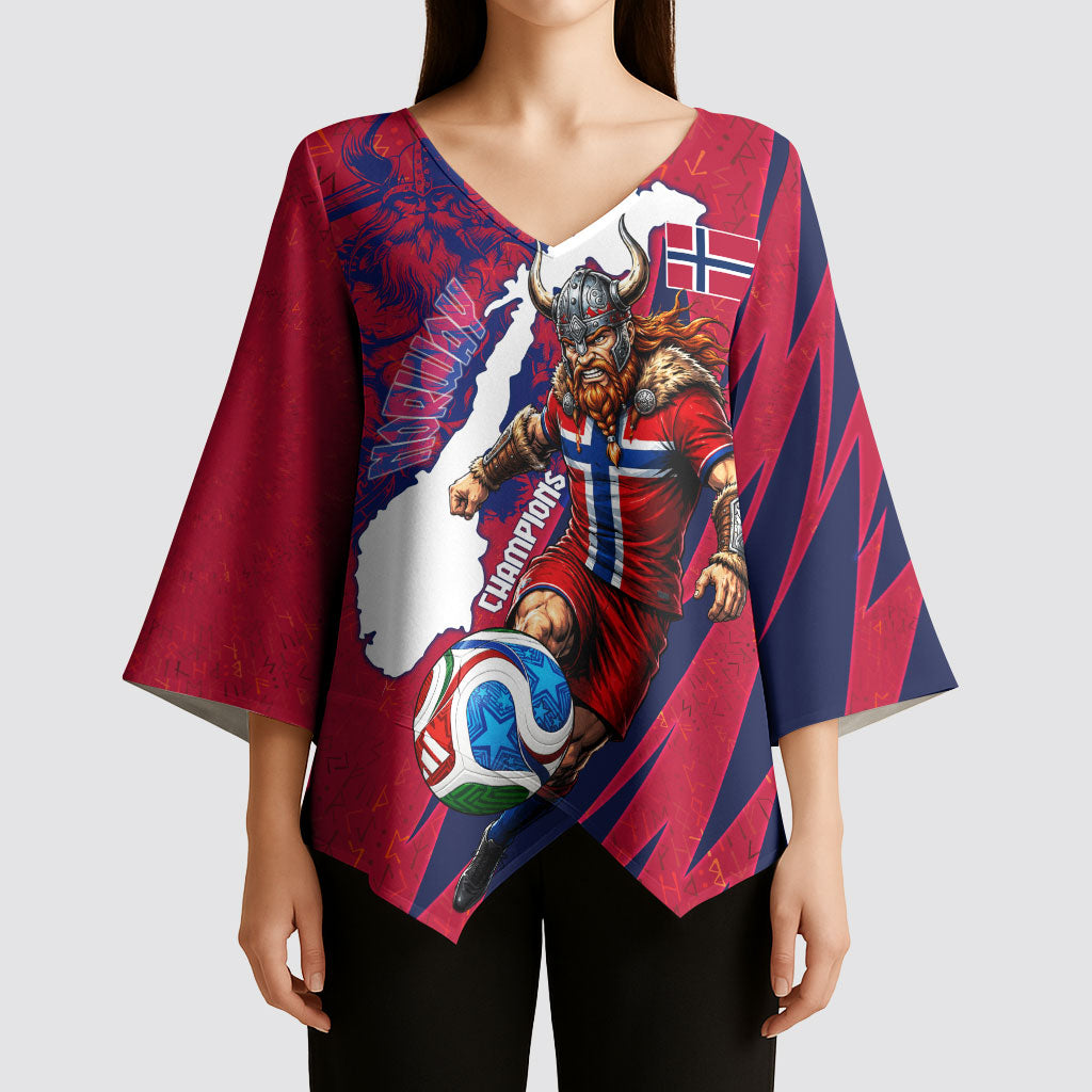 Personalized Norway Soccer Viking Champions Kimono Sleeve Blouse Football Norse Warrior Map Nordic Cross