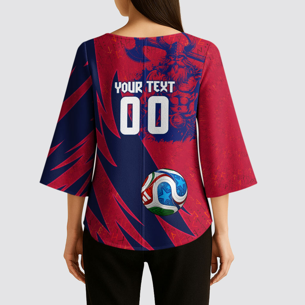 Personalized Norway Soccer Viking Champions Kimono Sleeve Blouse Football Norse Warrior Map Nordic Cross