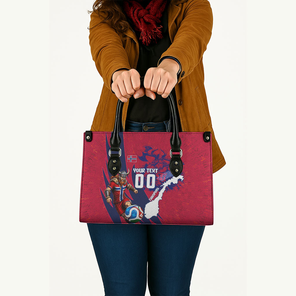Personalized Norway Soccer Viking Champions Leather Bag Football Norse Warrior Map Nordic Cross