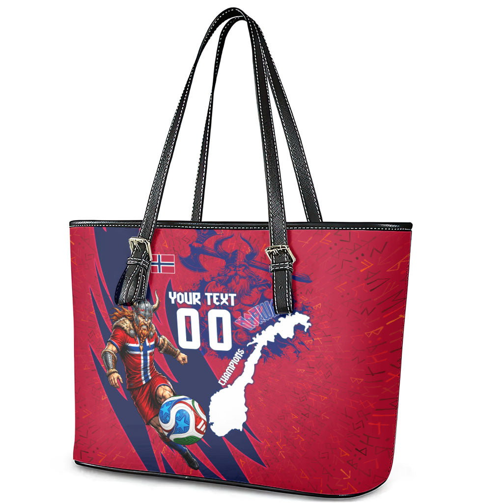 Personalized Norway Soccer Viking Champions Leather Tote Bag Football Norse Warrior Map Nordic Cross