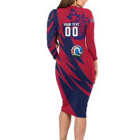 Personalized Norway Soccer Viking Champions Long Sleeve Bodycon Dress Football Norse Warrior Map Nordic Cross