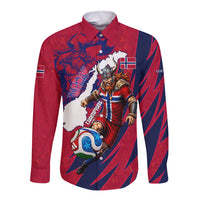 Personalized Norway Soccer Viking Champions Long Sleeve Button Shirt Football Norse Warrior Map Nordic Cross