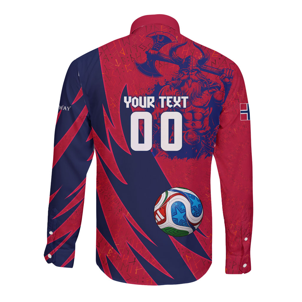 Personalized Norway Soccer Viking Champions Long Sleeve Button Shirt Football Norse Warrior Map Nordic Cross