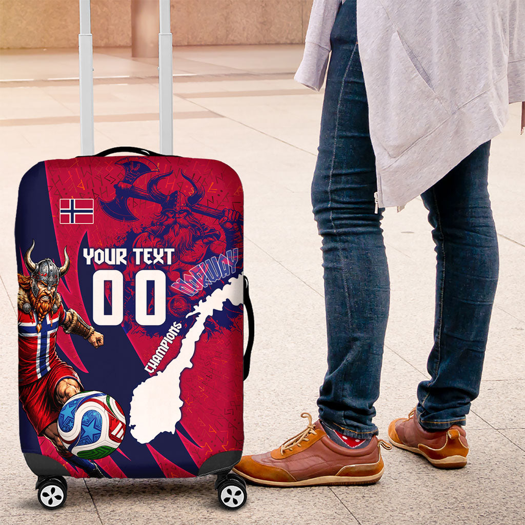 Personalized Norway Soccer Viking Champions Luggage Cover Football Norse Warrior Map Nordic Cross