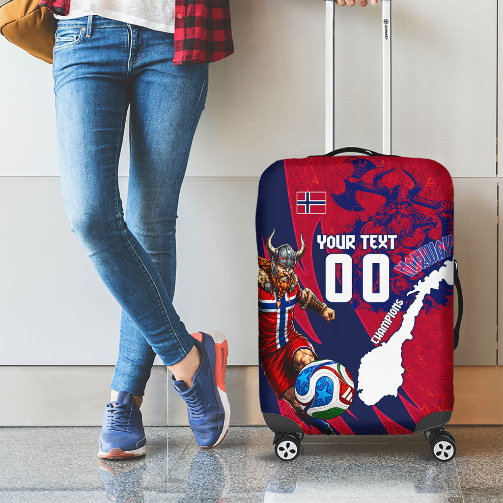 Personalized Norway Soccer Viking Champions Luggage Cover Football Norse Warrior Map Nordic Cross
