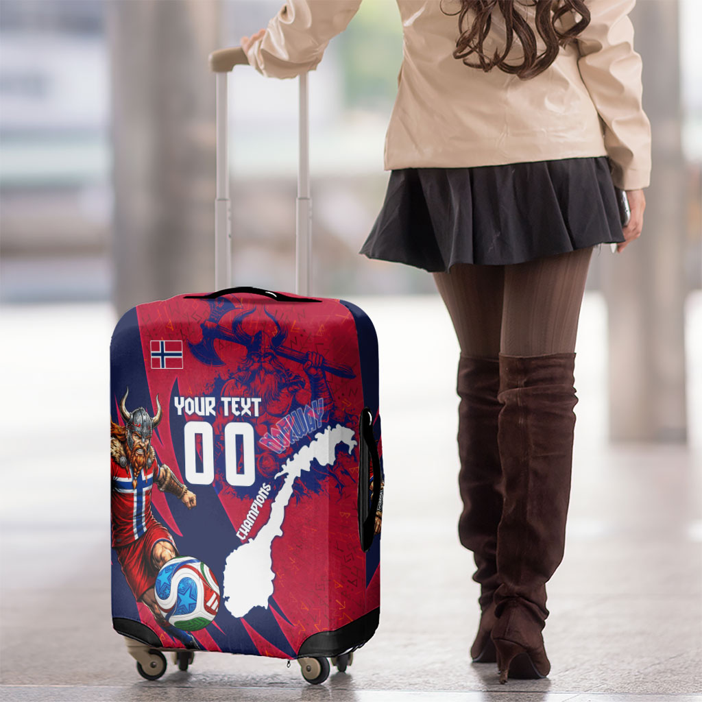 Personalized Norway Soccer Viking Champions Luggage Cover Football Norse Warrior Map Nordic Cross