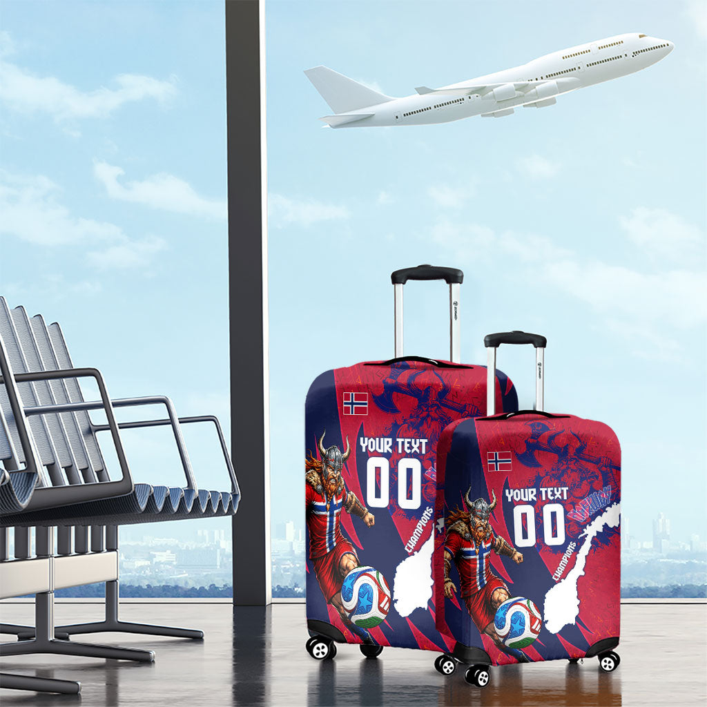 Personalized Norway Soccer Viking Champions Luggage Cover Football Norse Warrior Map Nordic Cross