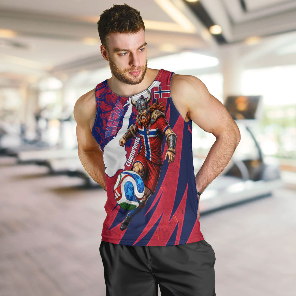 Personalized Norway Soccer Viking Champions Men Tank Top Football Norse Warrior Map Nordic Cross