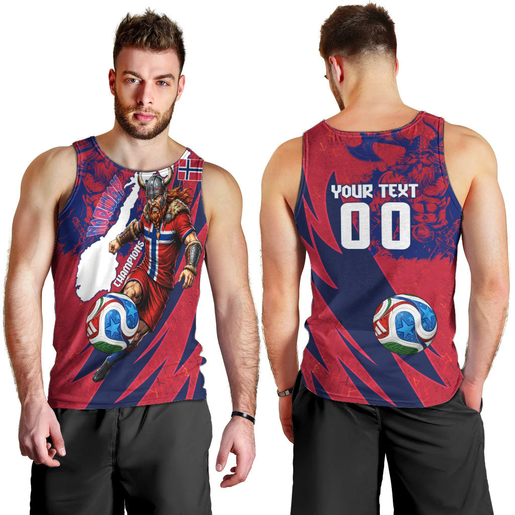 Personalized Norway Soccer Viking Champions Men Tank Top Football Norse Warrior Map Nordic Cross