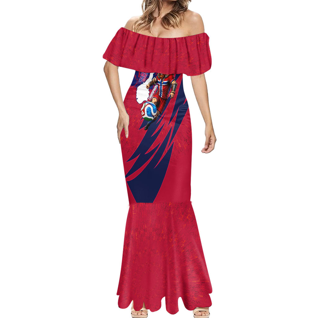 Personalized Norway Soccer Viking Champions Mermaid Dress Football Norse Warrior Map Nordic Cross