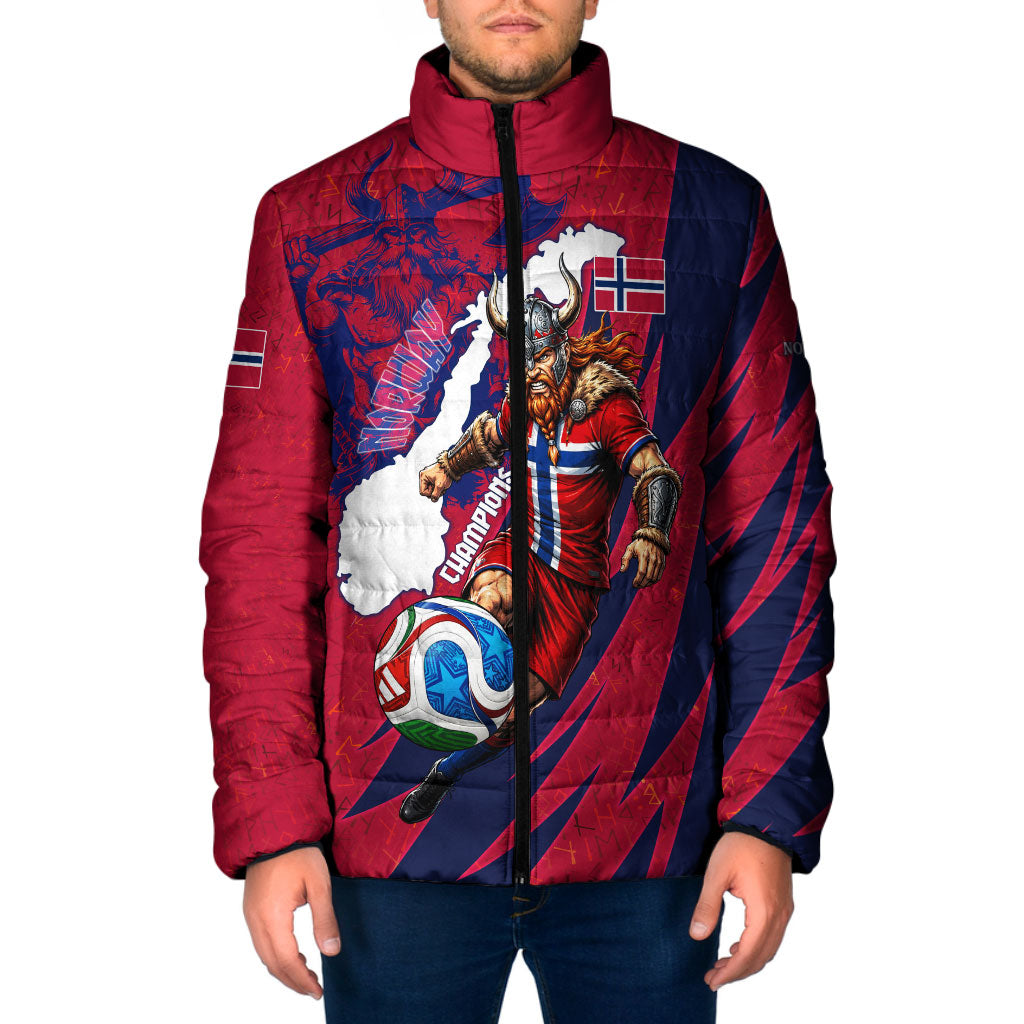 Personalized Norway Soccer Viking Champions Padded Jacket Football Norse Warrior Map Nordic Cross