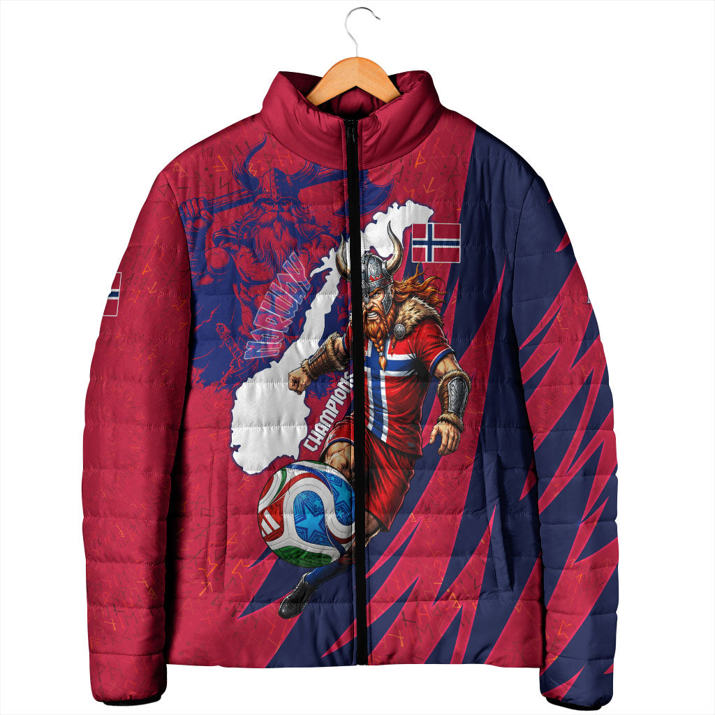 Personalized Norway Soccer Viking Champions Padded Jacket Football Norse Warrior Map Nordic Cross