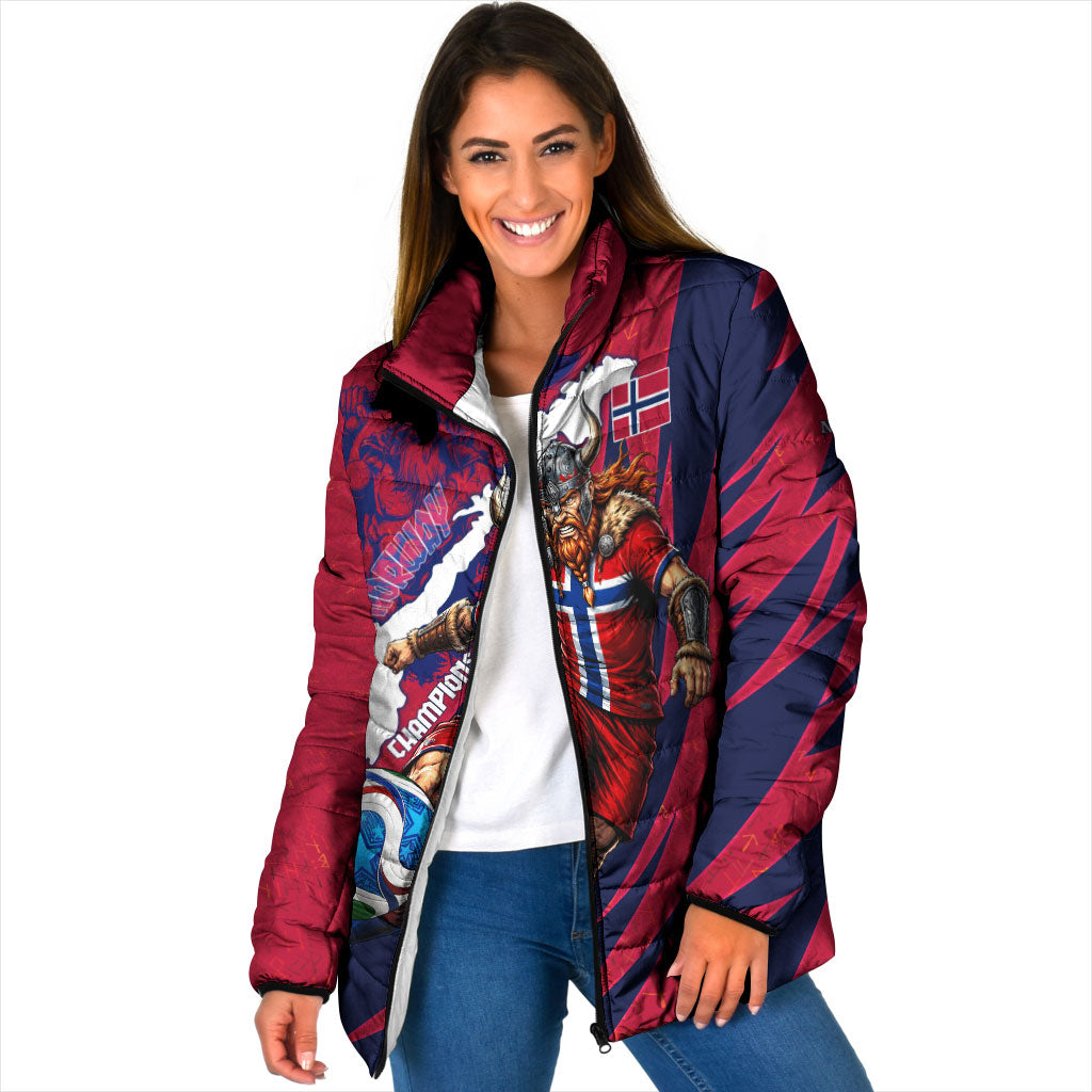 Personalized Norway Soccer Viking Champions Padded Jacket Football Norse Warrior Map Nordic Cross