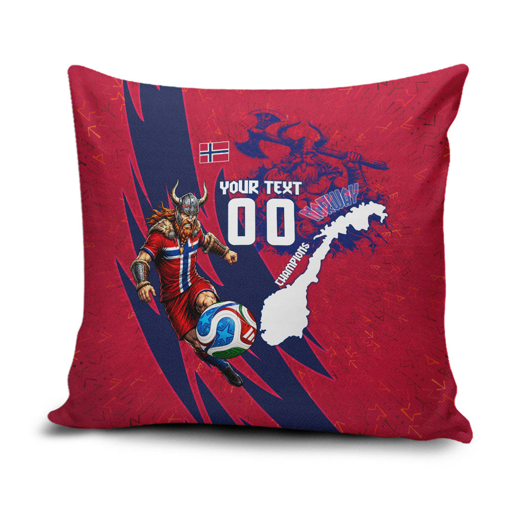 Personalized Norway Soccer Viking Champions Pillow Cover Football Norse Warrior Map Nordic Cross