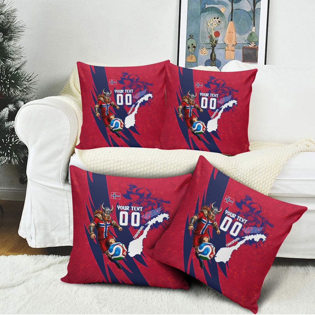 Personalized Norway Soccer Viking Champions Pillow Cover Football Norse Warrior Map Nordic Cross