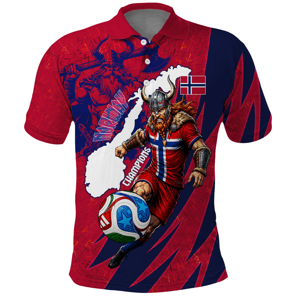 Personalized Norway Soccer Viking Champions Polo Shirt Football Norse Warrior Map Nordic Cross