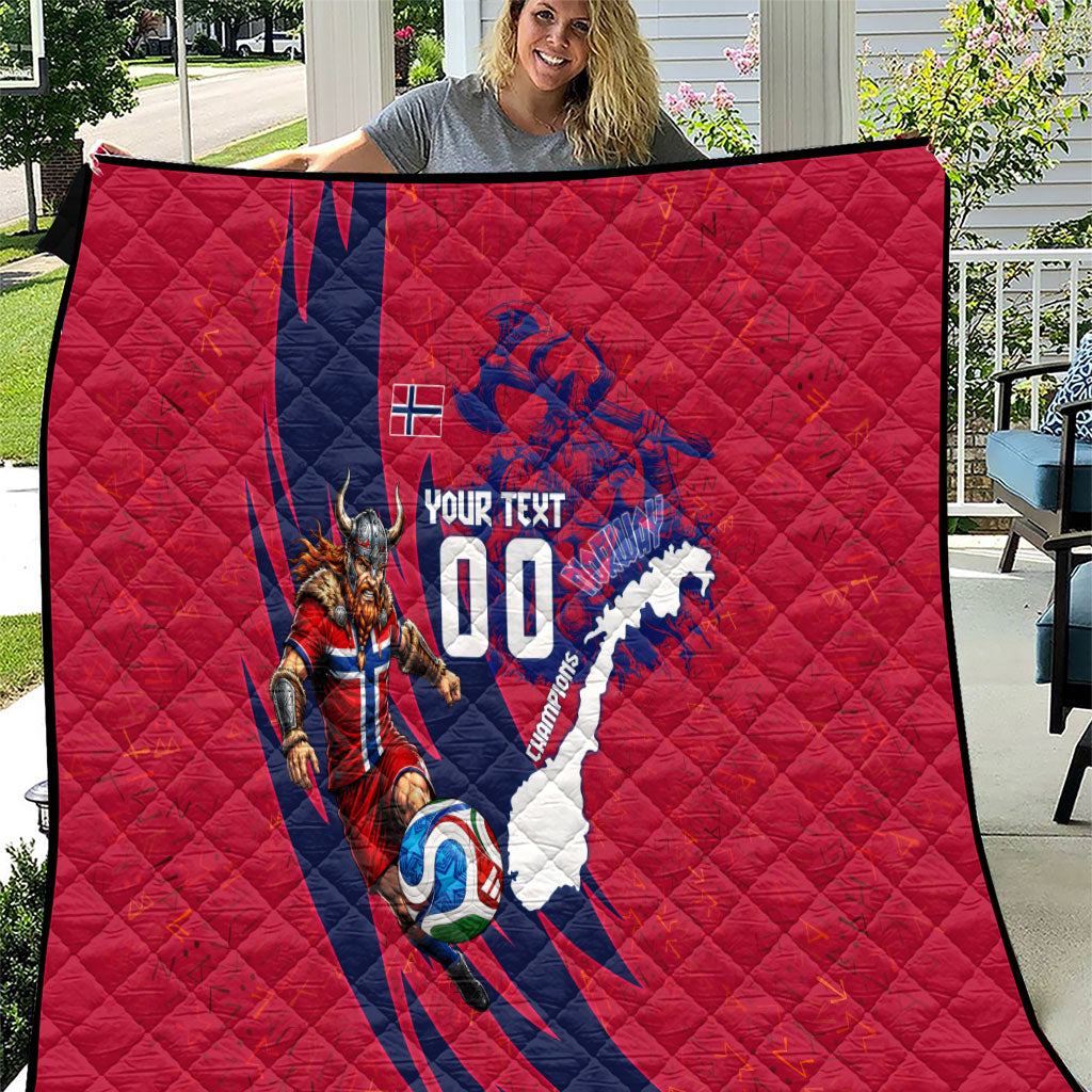 Personalized Norway Soccer Viking Champions Quilt Football Norse Warrior Map Nordic Cross